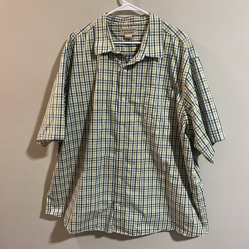 Duluth Trading Co Wrinkle Fighter Men's Short Sleeve Plaid Button Down Shirt 3XL